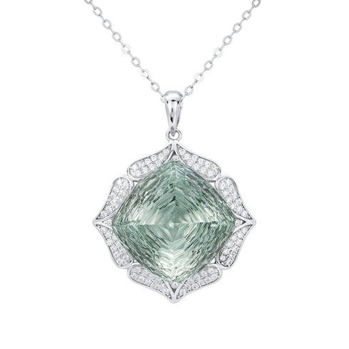 Luxury Sweater Chain Femininity S925 Silver Set Large Natural Green